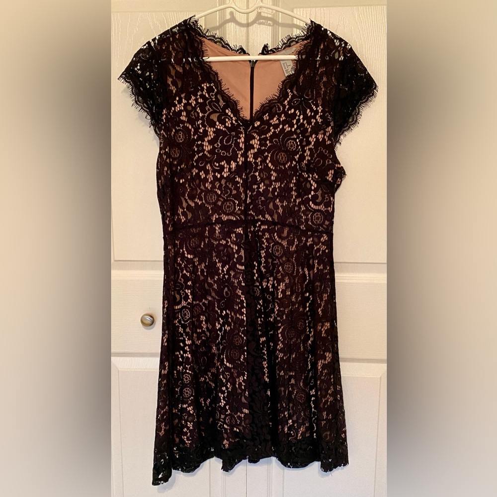 H&M Black Lace Cap Sleeve Cocktail Dress size M